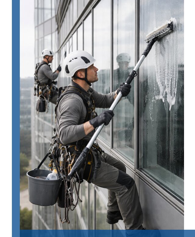 Высотная мойка сплошного остекления с выездом в Кисловодске