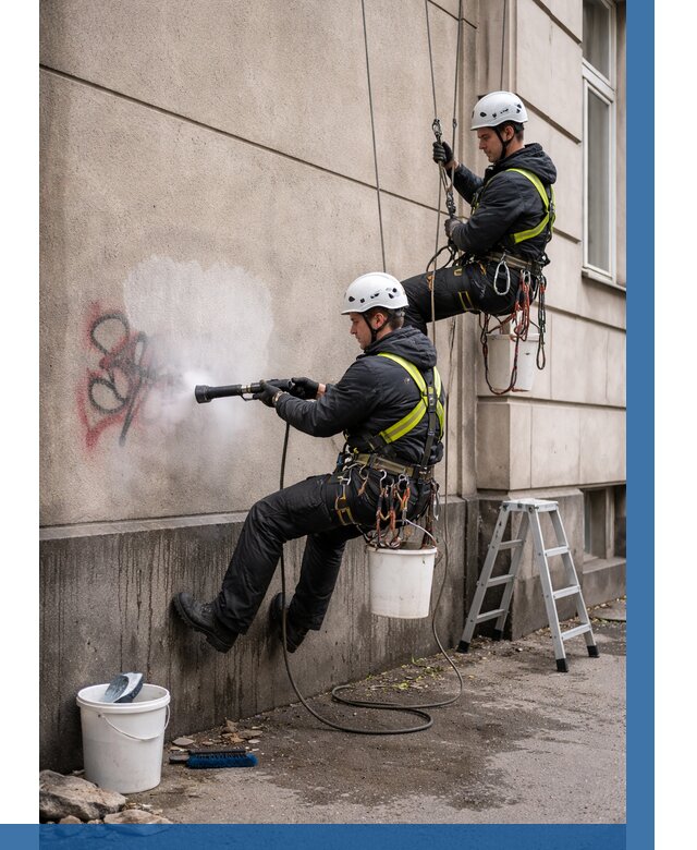 Удаление граффити с фасада в Кисловодске от 4812 р. | ВЫСОТНИК-Ксл