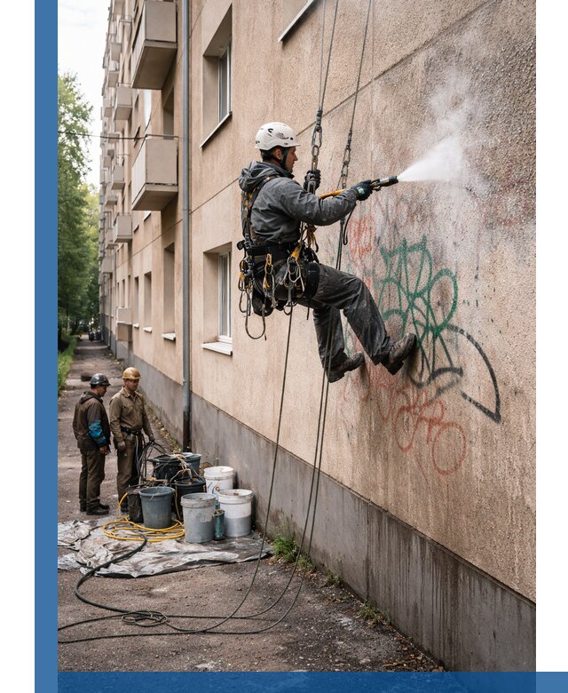 Удаление граффити с фасада в Кисловодске без следов и повреждений