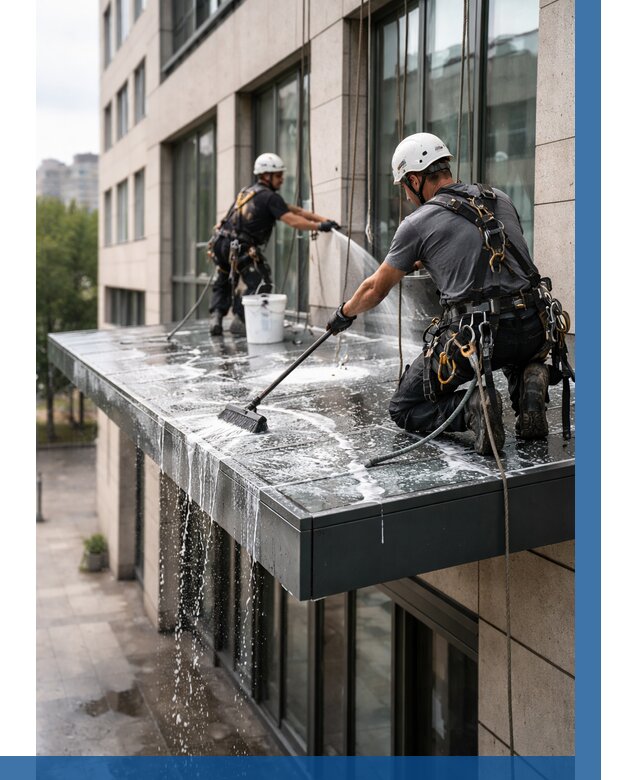 Мойка козырьков и навесов в Кисловодске от 3743 р. | ВЫСОТНИК-Ксл