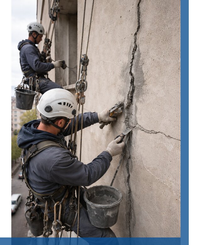 Заделка трещин на фасаде в Кисловодске от 962 р. | ВЫСОТНИК-Ксл