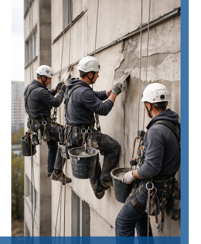 Ремонт бетонных элементов фасада в Кисловодске от 2674 р. | ВЫСОТНИК-Ксл