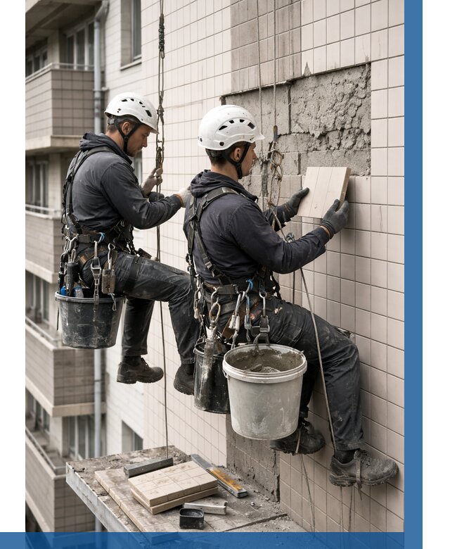 Ремонт облицовки фасада плиткой в Кисловодске от 1925 р. | ВЫСОТНИК-Ксл