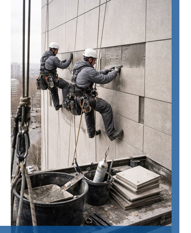 Ремонт фасада из керамогранита в Кисловодске от 2674 р. | ВЫСОТНИК-Ксл