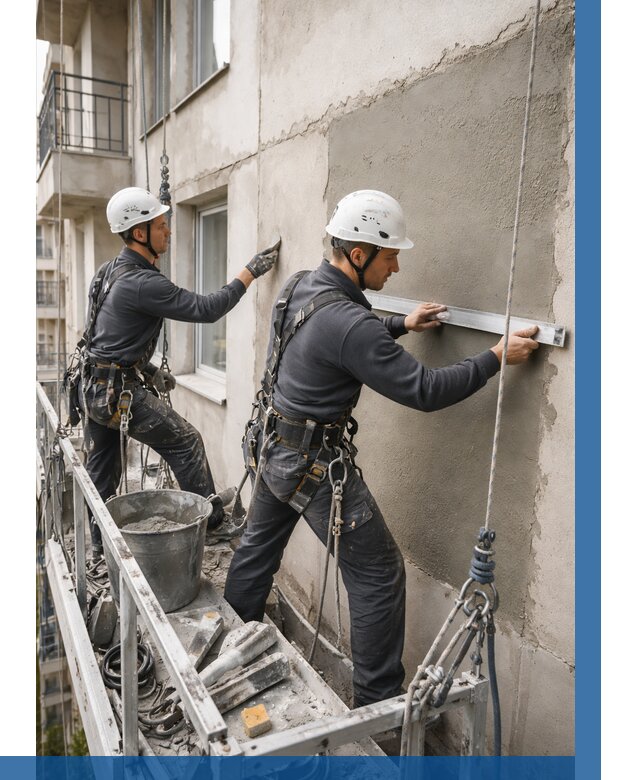 Штукатурка фасада на высоте в Кисловодске от 962 р. | ВЫСОТНИК-Ксл