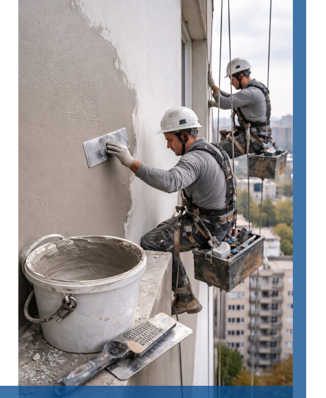 Шпаклевка фасада на высоте в Кисловодске от 749 р. | ВЫСОТНИК-Ксл