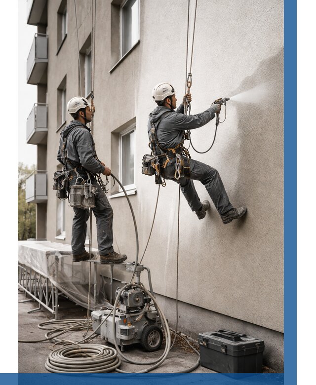 Безвоздушная покраска фасада в Кисловодске от 235 р/м² | ВЫСОТНИК-Ксл