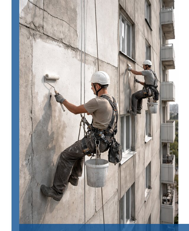 Покраска бетонного фасада в Кисловодске для жилых и промышленных объектов