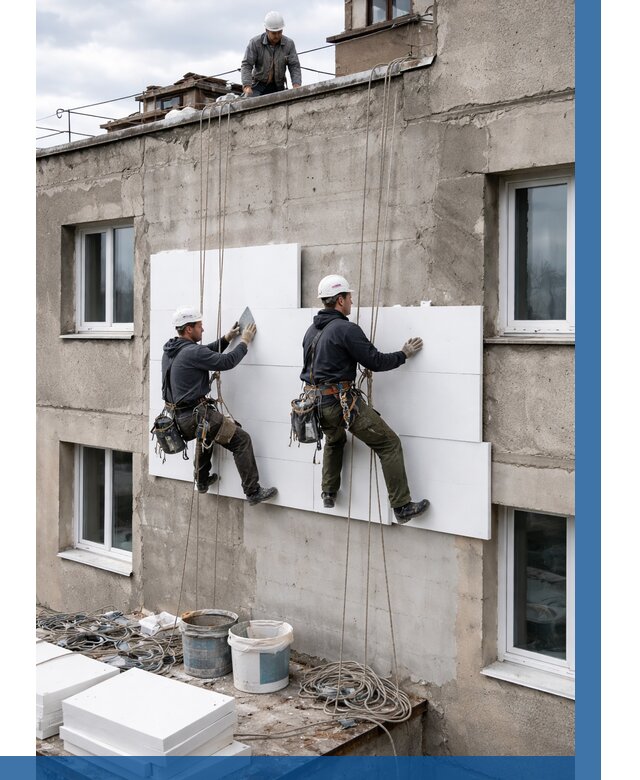 Утепление фасада пенополистиролом в Кисловодске от 1925 р. | ВЫСОТНИК-Ксл