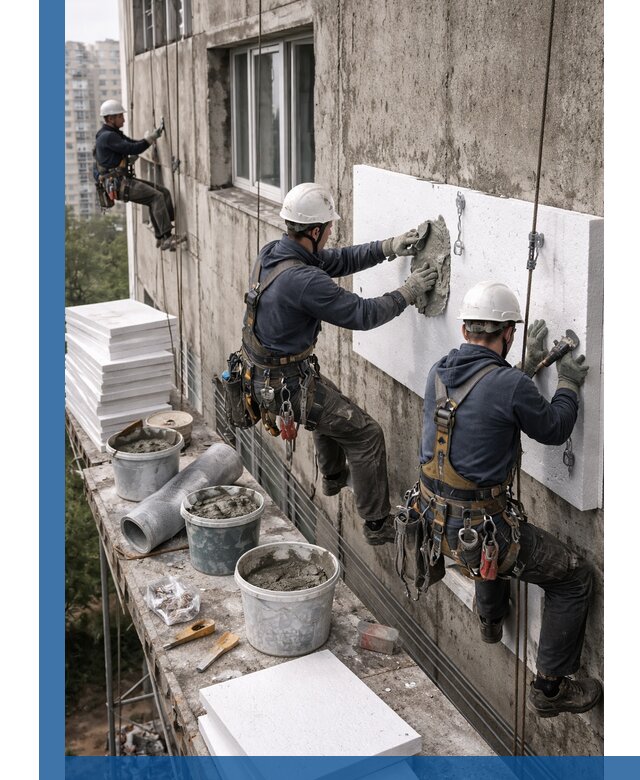 Утепление фасада пенополистиролом в Кисловодске под ключ