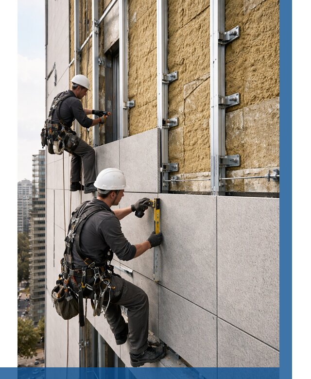 Монтаж вентилируемого фасада в Кисловодске от 3743 р. | ВЫСОТНИК-Ксл