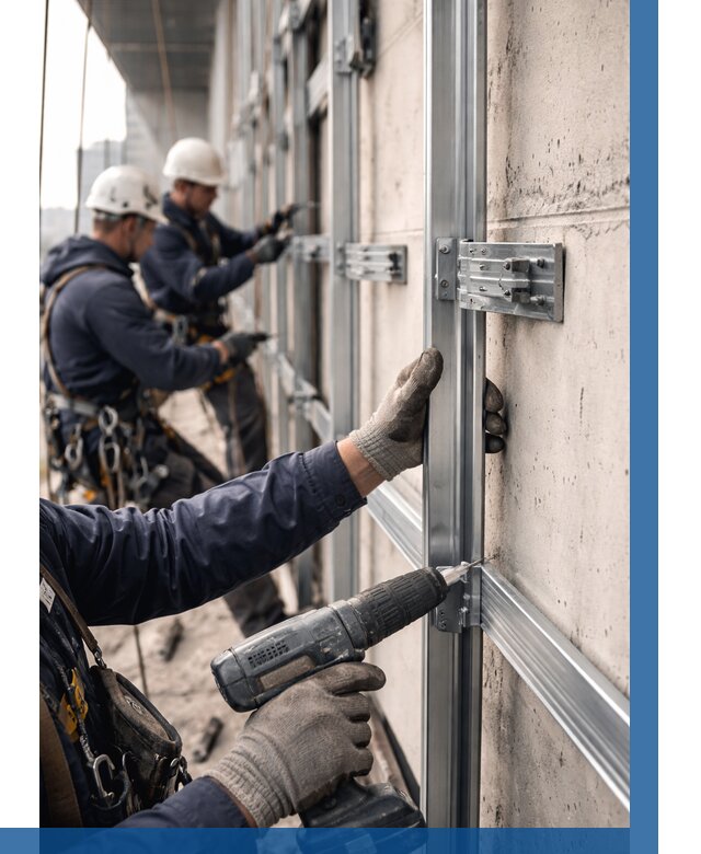 Монтаж подсистемы вентфасада в Кисловодске от 909 р. | ВЫСОТНИК-Ксл