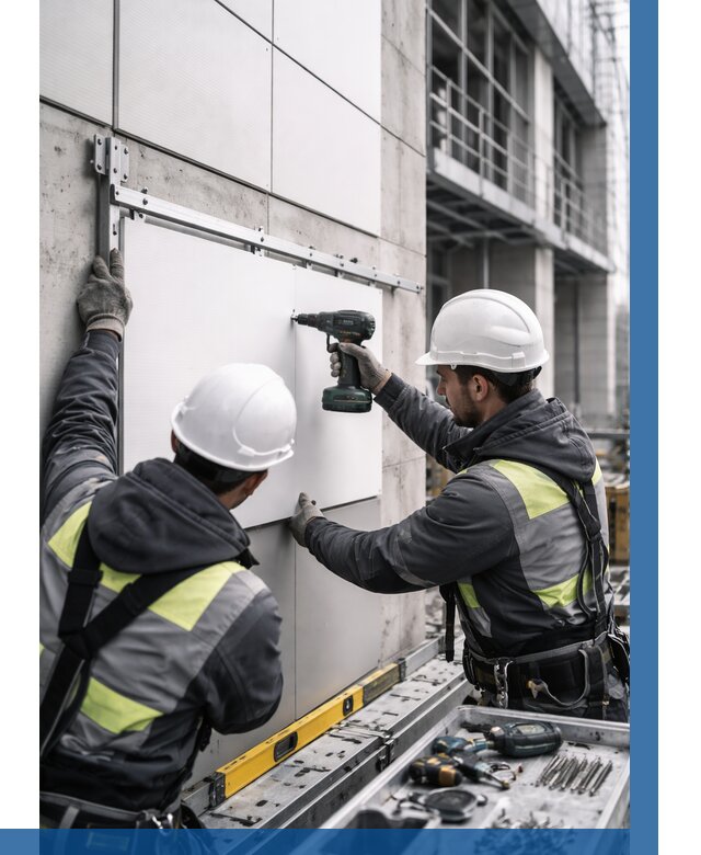 Монтаж композитных панелей фасада в Кисловодске от 2674 р. | ВЫСОТНИК-Ксл