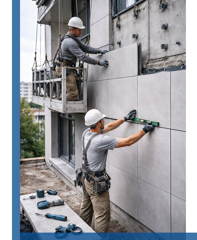 Монтаж керамогранита на фасад в Кисловодске под ключ с гарантией качества