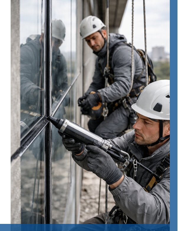 Герметизация витражных швов в Кисловодске от 695 р. | ВЫСОТНИК-Ксл