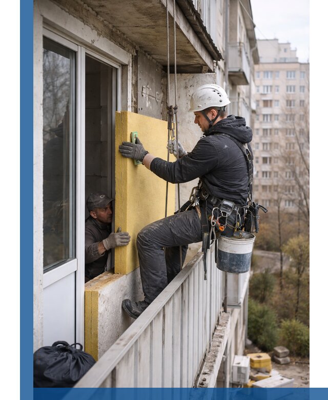Профессиональное утепление балкона снаружи в Кисловодске под ключ