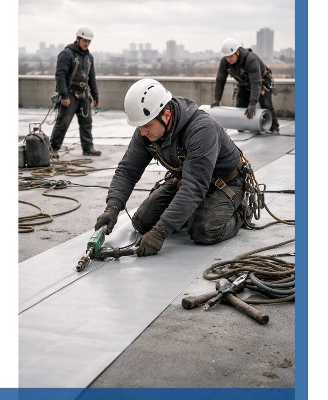 Ремонт мембранной кровли в Кисловодске от 1925 р./м2 | ВЫСОТНИК-Ксл