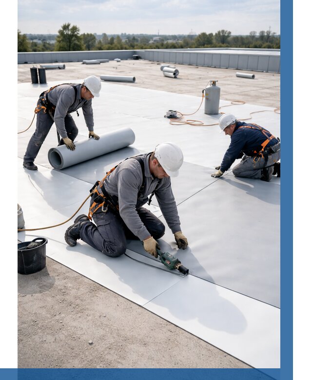 Монтаж мембранной кровли под ключ в Кисловодске от 1283 р. | ВЫСОТНИК-Ксл