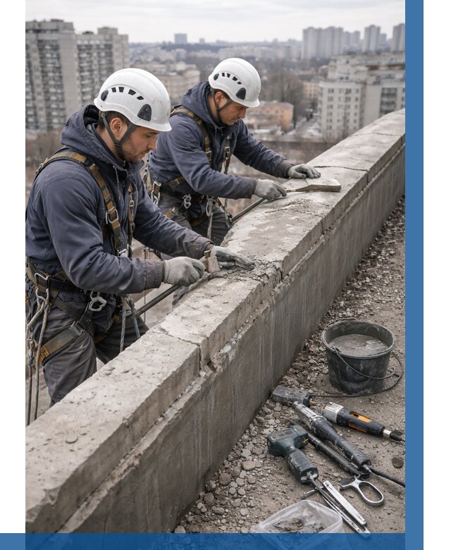 Ремонт парапета на кровле в Кисловодске от 1604 р. | ВЫСОТНИК-Ксл