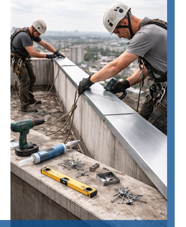 Монтаж парапетных крышек в Кисловодске от 856 р. | ВЫСОТНИК-Ксл