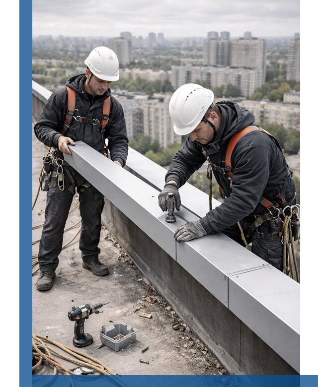 Монтаж парапетных крышек и ограждений кровли в Кисловодске