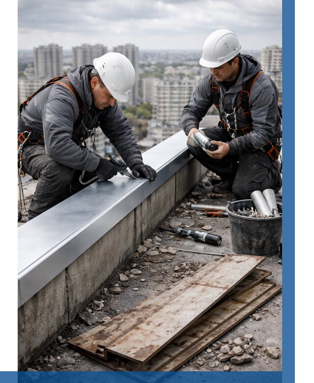 Замена парапетных крышек под ключ в Кисловодске от 1283 р. | ВЫСОТНИК-Ксл