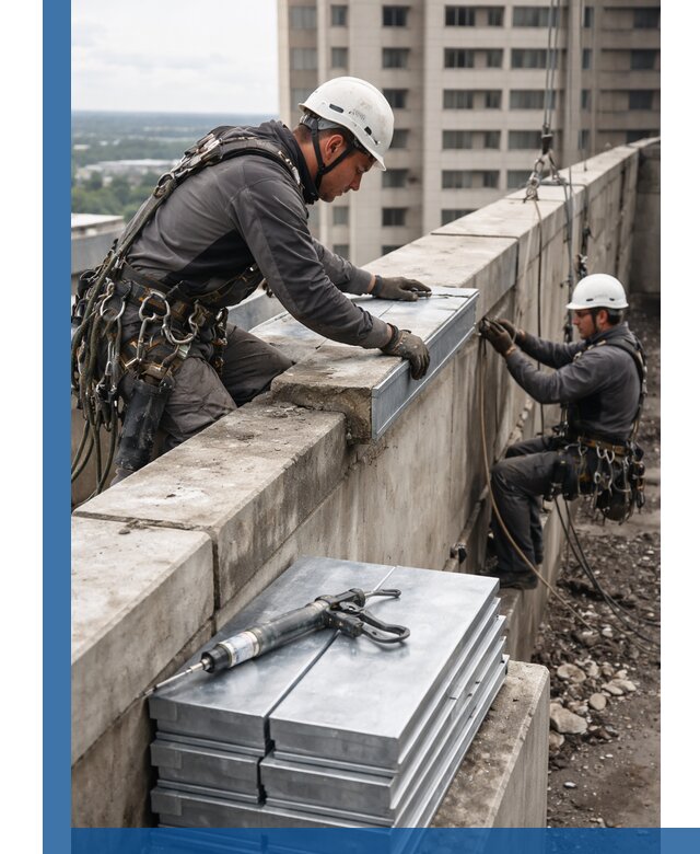 Замена парапетных крышек и установка новых в Кисловодске