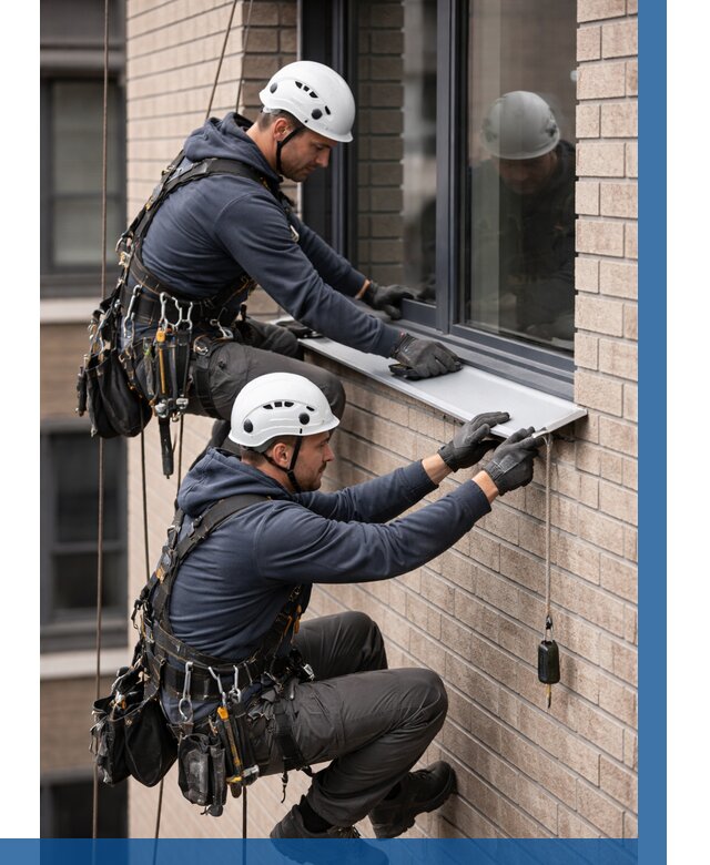 Монтаж оконных отливов под ключ в Кисловодске от 3743 р. | ВЫСОТНИК-Ксл