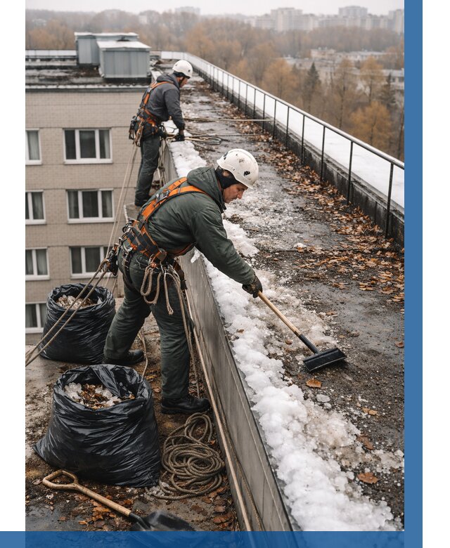 Очистка кровли по периметру в Кисловодске от 588 р. | ВЫСОТНИК-Ксл