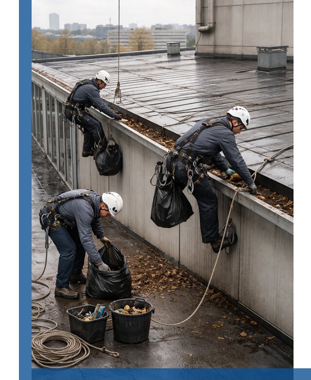 Очистка кровли по периметру в Кисловодске силами промышленных альпинистов