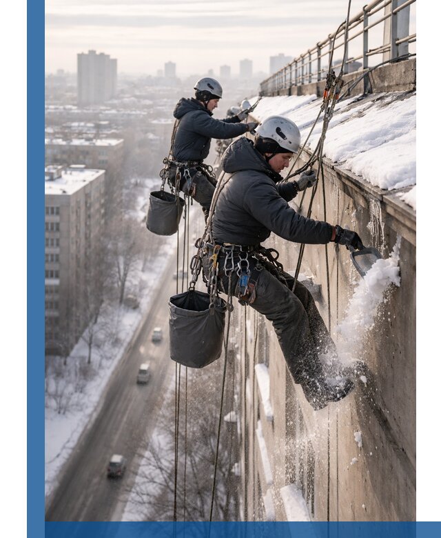 Очистка карнизов от снега в Кисловодске профессионально и безопасно