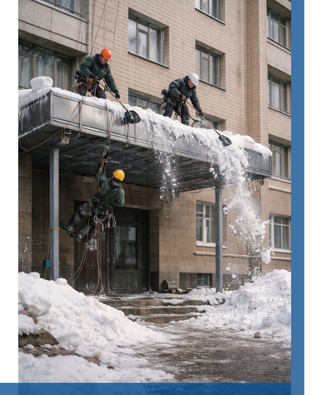 Очистка козырьков от снега в Кисловодске от 3743 р. | ВЫСОТНИК-Ксл