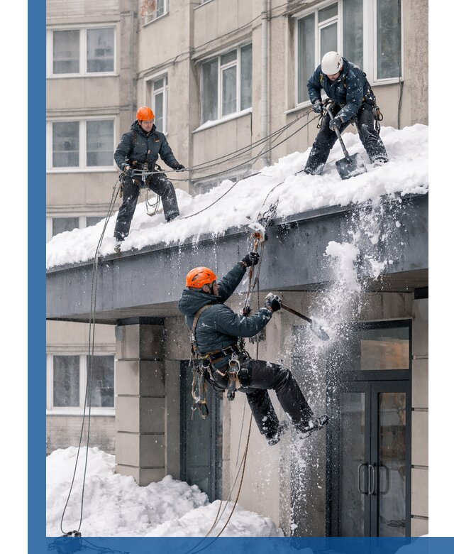 Безопасная очистка навесов от снега в Кисловодске круглогодично