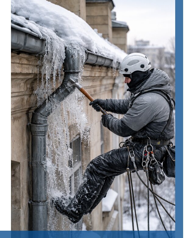 Очистка водостоков от льда в Кисловодске от 3743 р. | ВЫСОТНИК-Ксл