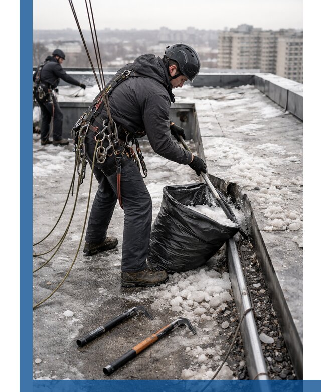 Аварийная очистка кровли в Кисловодске от промальпинистов