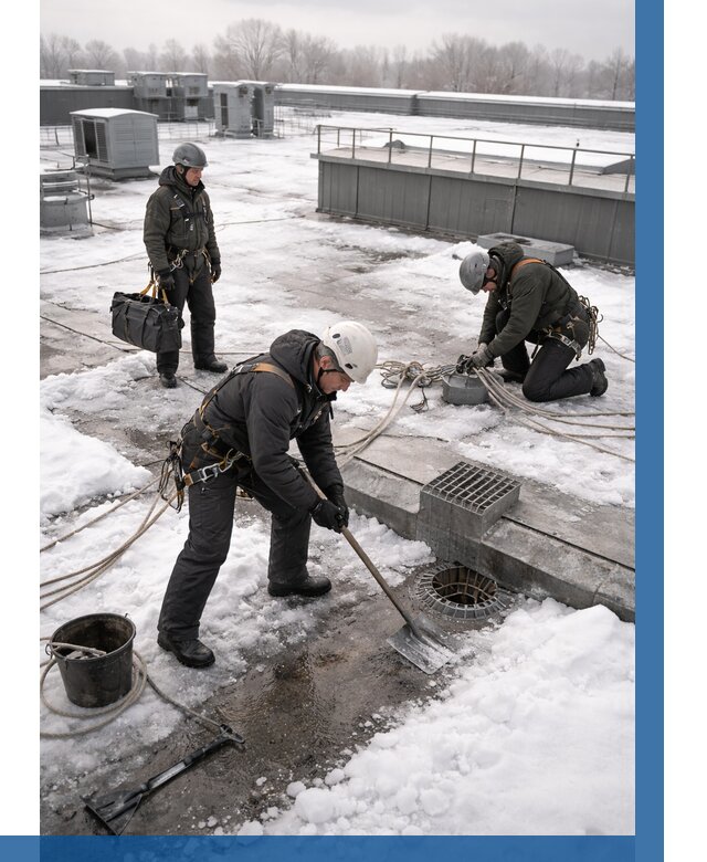 Абонентское обслуживание кровли зимой в Кисловодске от 8555 р. | ВЫСОТНИК-Ксл