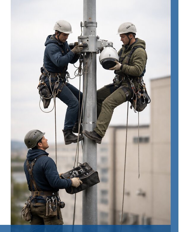 Установка видеокамер на мачте в Кисловодске от 9090 р. | ВЫСОТНИК-Ксл