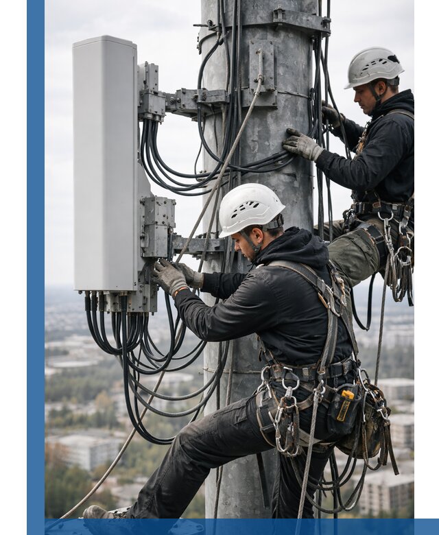 Монтаж оборудования связи на мачте в Кисловодске с пусконаладкой