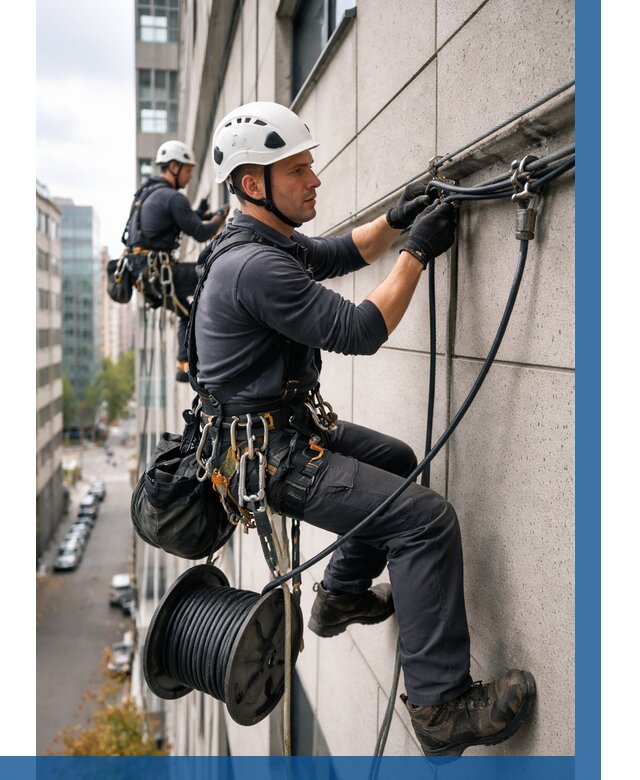 Прокладка кабеля по фасаду в Кисловодске от 374 р. | ВЫСОТНИК-Ксл