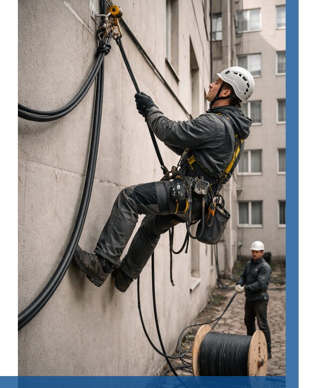 Протяжка кабеля питания на высоте в Кисловодске от 481 р. | ВЫСОТНИК-Ксл