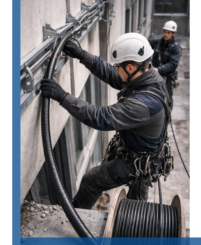 Протяжка кабеля питания на высоте в Кисловодске с гарантией безопасности и качества