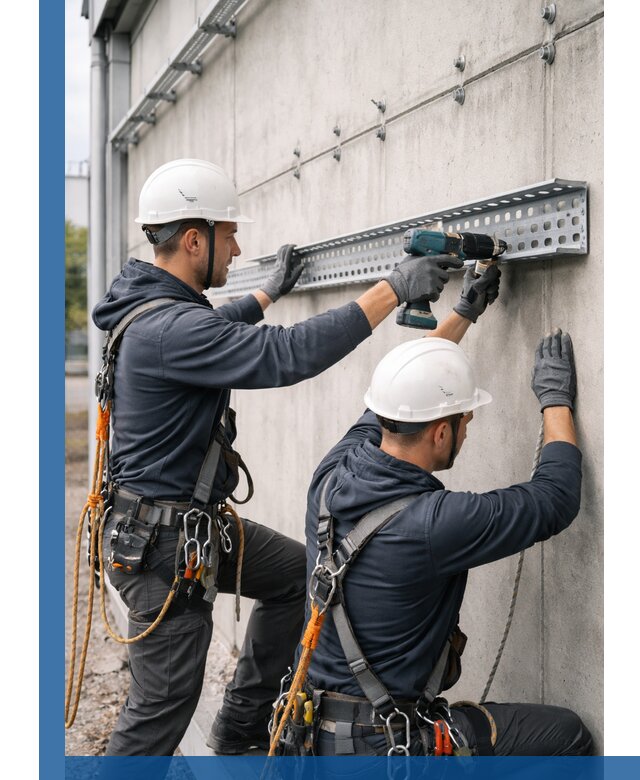 Монтаж кабельных лотков на фасаде зданий в Кисловодске с гарантией