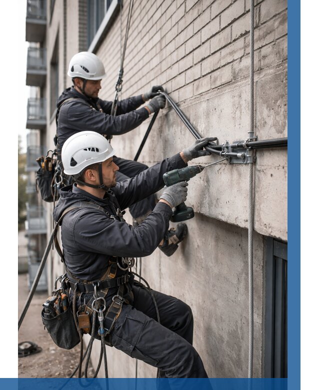 Крепление кабеля на фасаде в Кисловодске от 374 р. | ВЫСОТНИК-Ксл