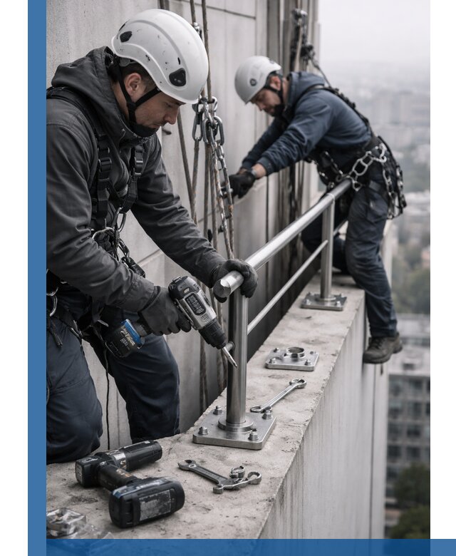 Монтаж перил на высоте в Кисловодске для жилых и промобъектов