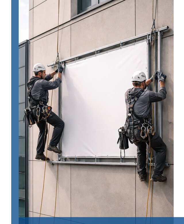 Монтаж наружной рекламной вывески в Кисловодске под ключ