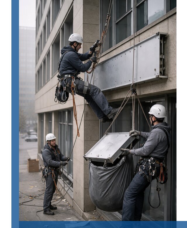 Демонтаж рекламной вывески с высотными работами в Кисловодске