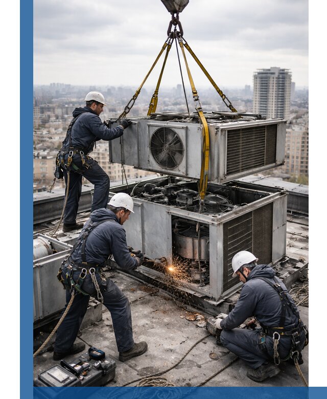 Демонтаж крышной установки в Кисловодске любой сложности