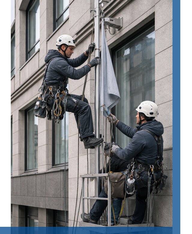 Установка флагов на фасаде в Кисловодске от 4812 р. | ВЫСОТНИК-Ксл