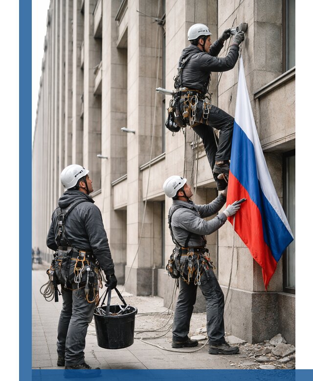 Профессиональная установка флагов на фасаде в Кисловодске