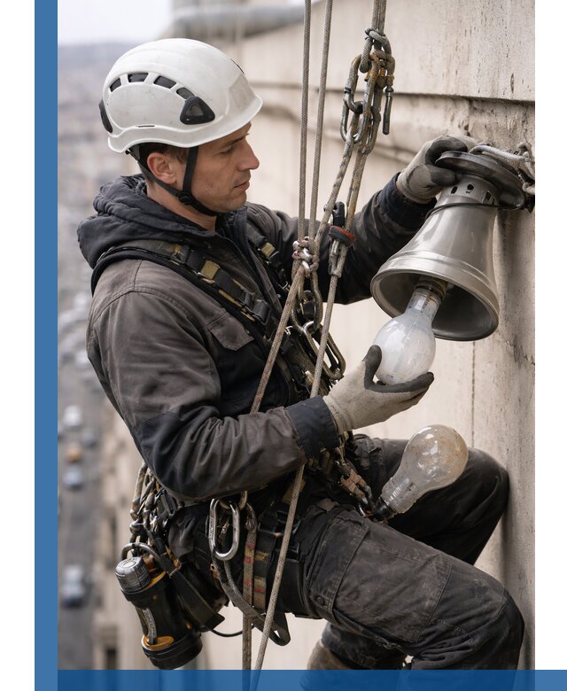 Замена ламп на высоте в Кисловодске профессионально и быстро